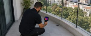 איתור נזילה במרפסת במצלמה תרמית – אליאב אינסטלציה ופרויקטים