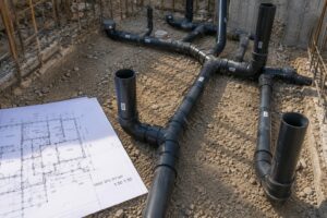 תשתית מערכת ביוב לבניין מגורים בשלב היסוד – אליאב אינסטלציה ופרויקטים