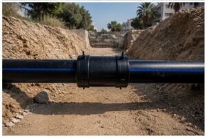 מחבר אלקטרופיוזן מותקן בצנרת מים בתעלה – אליאב אינסטלציה ופרויקטים