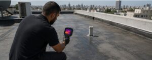 איתור נזילה בגג בניין במצלמה תרמית – אליאב אינסטלציה ופרויקטים